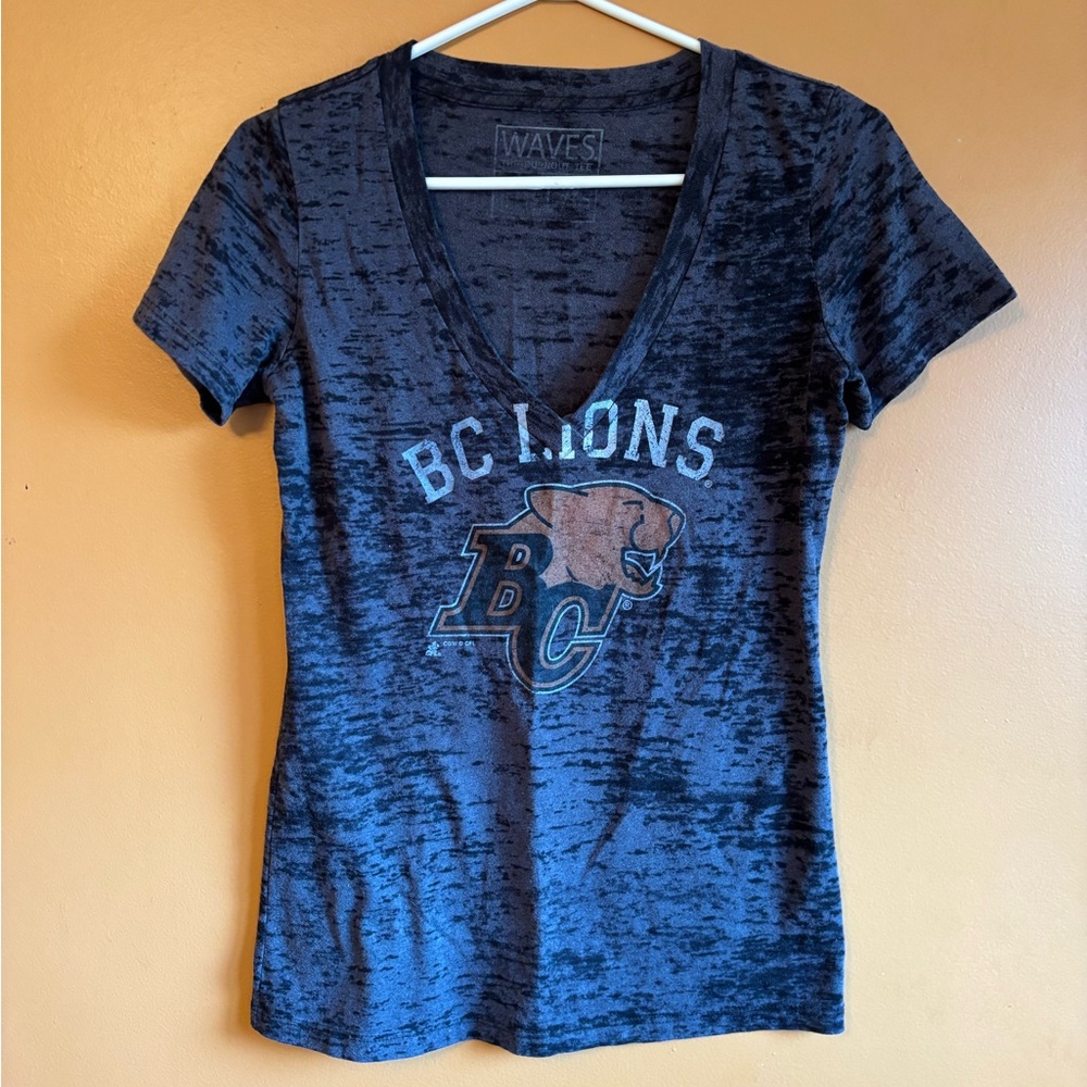 Women's Black/Grey Mix Graphic V-Neck Top Sm/Med